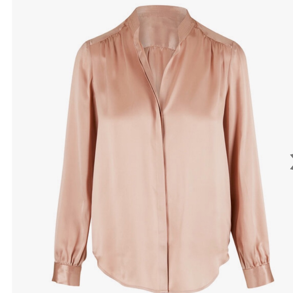 L'AGENCE Bianca blush pink 100% silk charmeuse blouse
